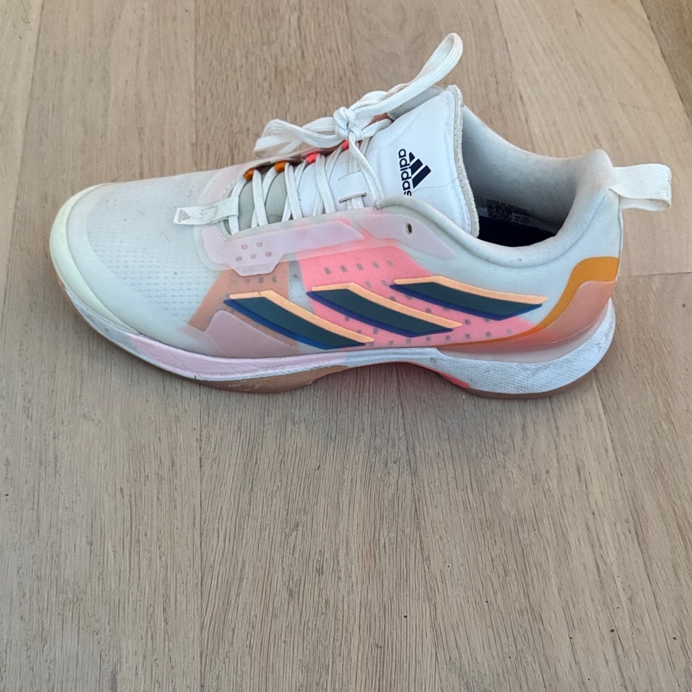 Adidas White Sneakers with Pink and Orange Details